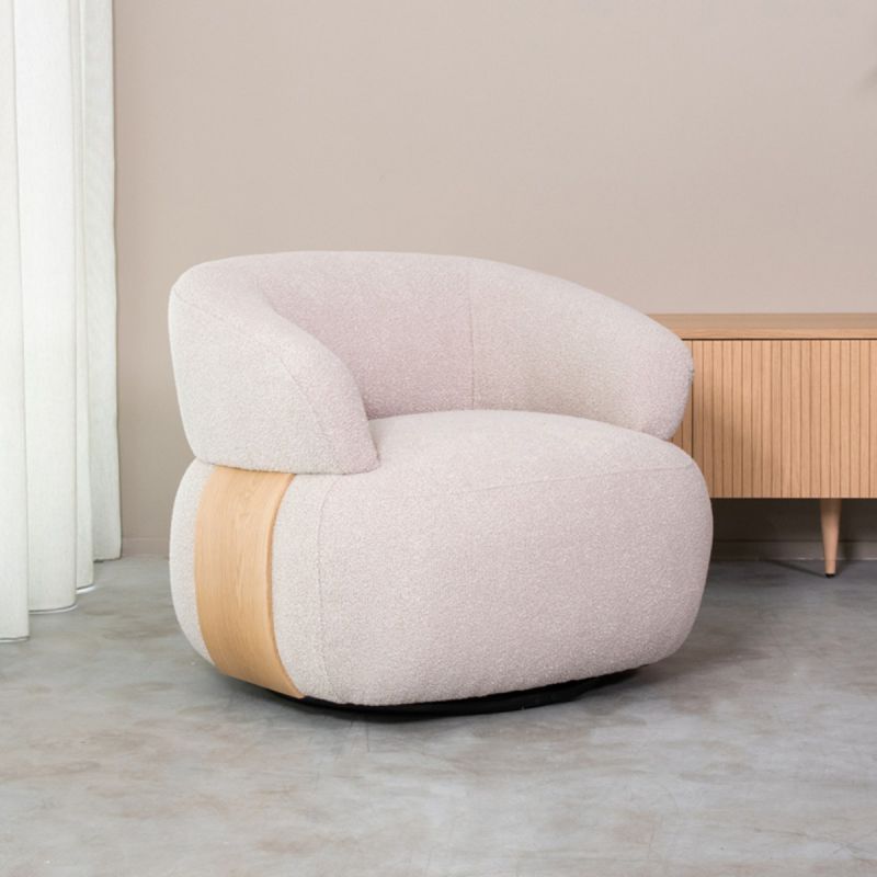 Draaifauteuil Valenza 83x79x73 cm Naturel Boucle | Naturel Eiken