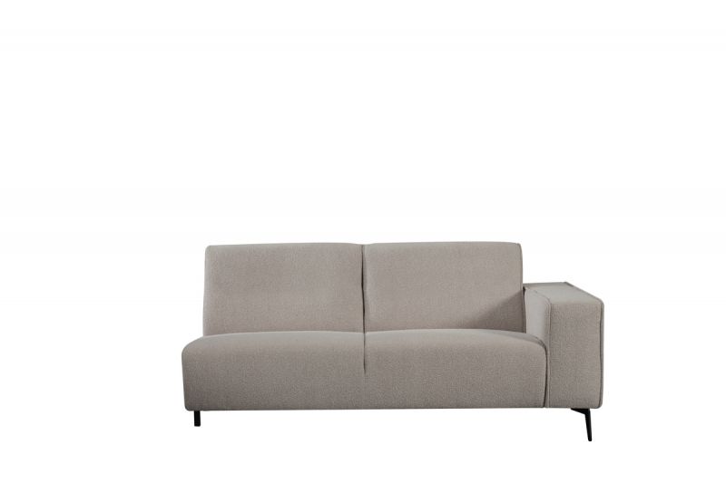 Bank Nero 2,5-Zits Arm Rechts Voorstaand 177x95x80 cm - Naturel Boucle | Zwart Metaal