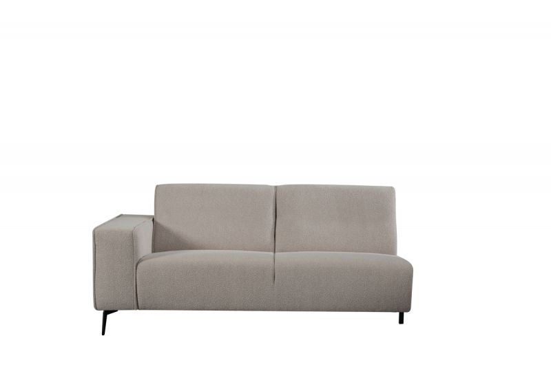 Bank Nero 2,5-Zits Arm Links Voorstaand 177x95x80 cm - Naturel Boucle | Zwart Metaal