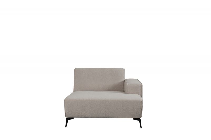 Bank Nero Longchair Arm Rechts Voorstaand 117x151x80 cm - Naturel Boucle | Zwart Metaal