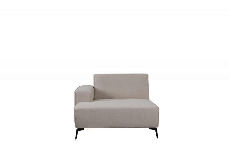 Bank Nero Longchair Arm Links Voorstaand 117x151x80 cm - Naturel Boucle | Zwart Metaal