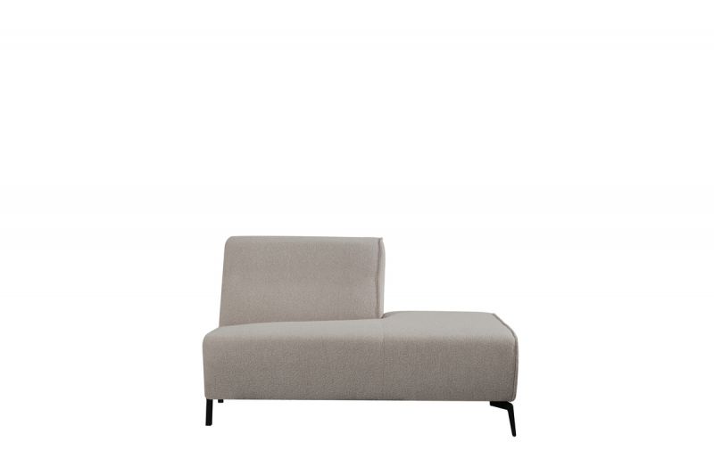 Bank Nero Ottomane Rechts Voorstaand 133x95x80 cm - Naturel Boucle | Zwart Metaal