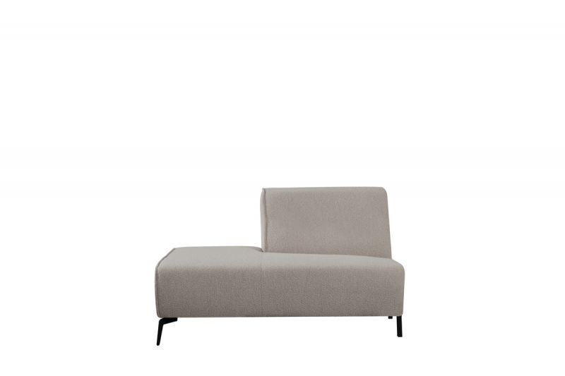 Bank Nero Ottomane Links Voorstaand 133x95x80 cm - Naturel Boucle | Zwart Metaal