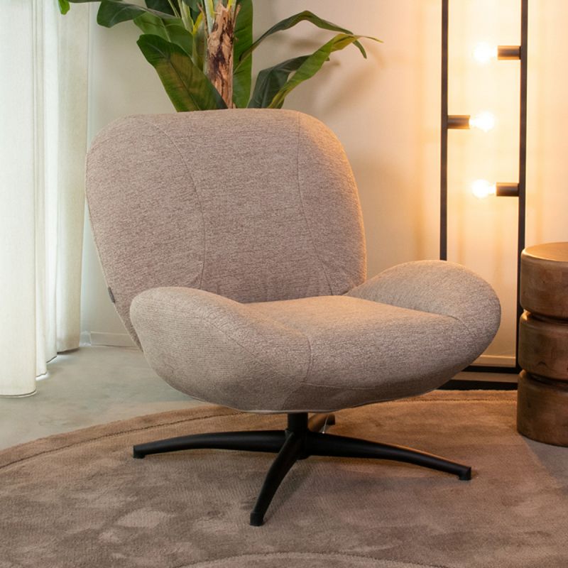 Draaifauteuil Clayton 82x89x91 cm Taupe Canyon | Zwart Metaal