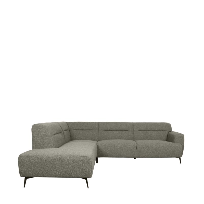 Hoekbank Bolzano Links 270x227x80 cm - Mushroom Royal Boucle | Zwart Metaal