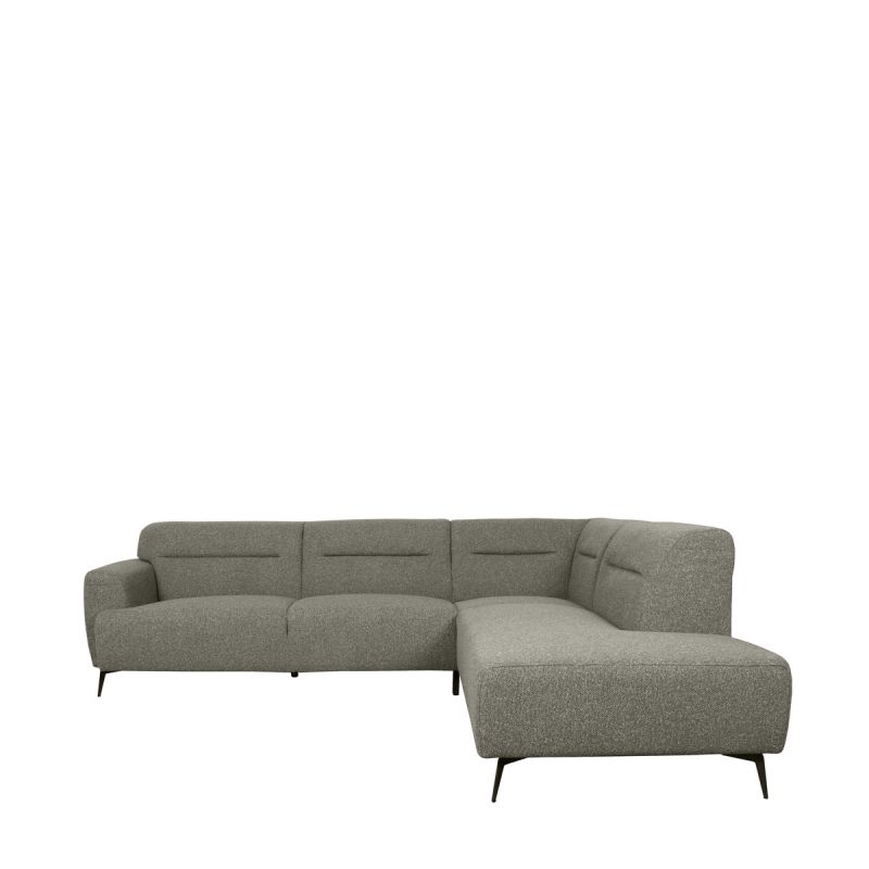 Hoekbank Bolzano Rechts 270x227x80 cm - Mushroom Royal Boucle | Zwart Metaal