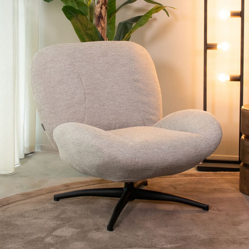 Draaifauteuil Clayton 82x89x91 cm Khaki Canyon | Zwart Metaal