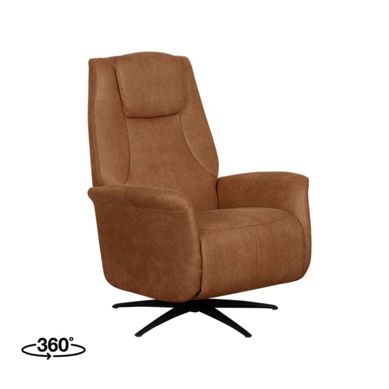 Elektrische Fauteuil Stockholm 77x87x112 cm Cognac Micro Suede | Zwart Metaal