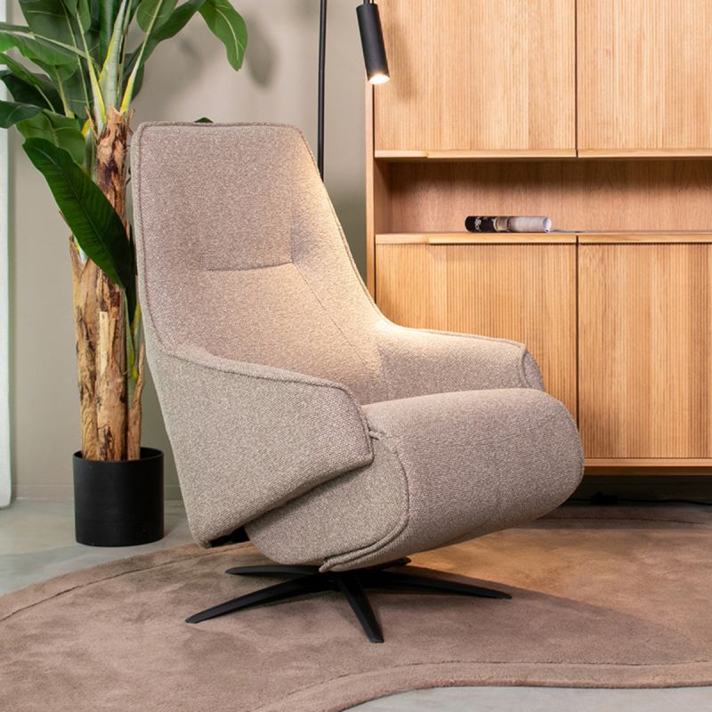 Elektrische Fauteuil Odense 68x87x110 cm Mushroom Royal Boucle | Zwart Metaal