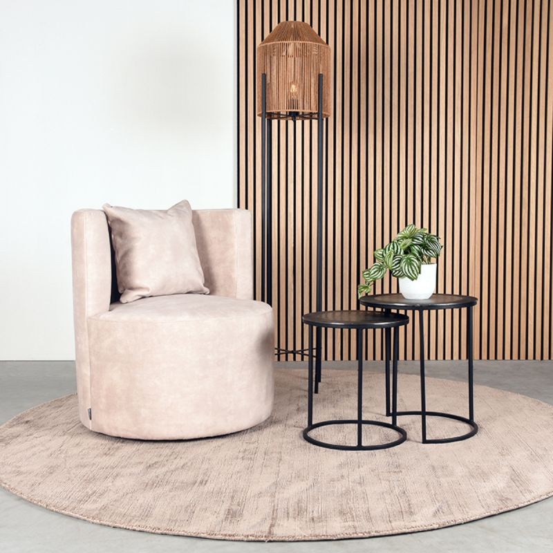 Fauteuil Evy 65x65x75 cm Naturel Velours