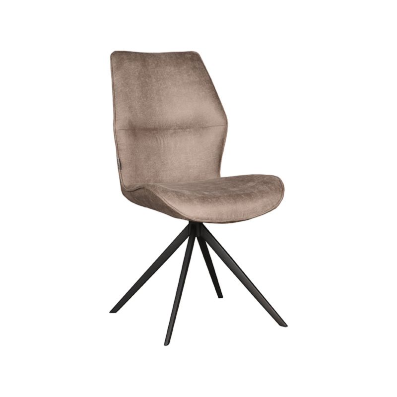 Eetkamerstoel Comfy 48x64x91 cm Taupe Micro Suede | Zwart Metaal
