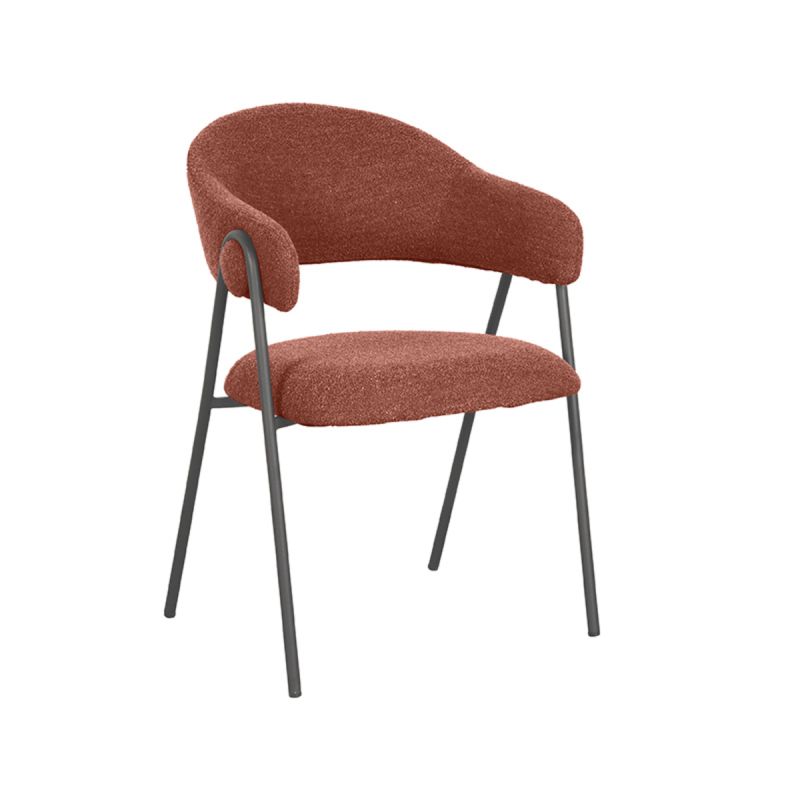 Eetkamerstoel Lowen 58x60x84 cm Terra Boucle | Zwart Metaal