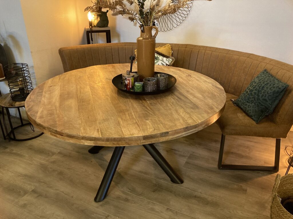 Milaan eettafel rond (mango) – naturel