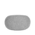 Poef Gebreid 70x70x35 cm| L Lichtgrijs Katoen