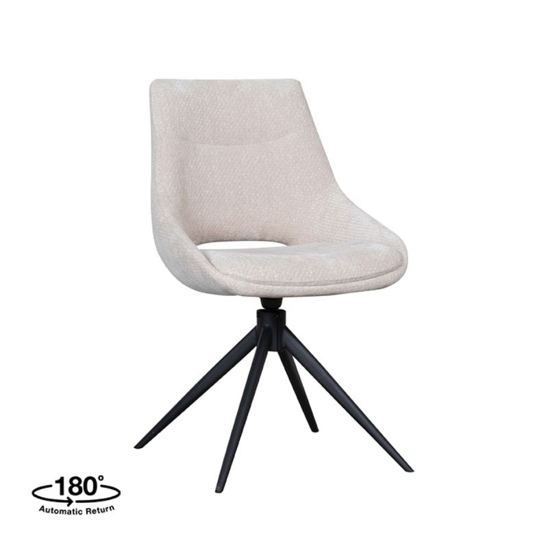 Eetkamerstoel Marlow 48x63x86 cm Naturel Elite | Zwart Metaal