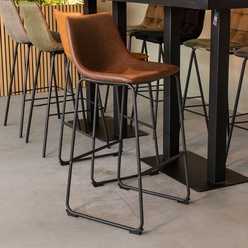 Barkruk Risto 47x56x102 cm Bruin Kunstleder | Zwart Metaal