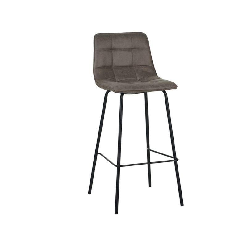 Barkruk Bistro 44x51x105 cm Taupe Micro Suede | Zwart Metaal