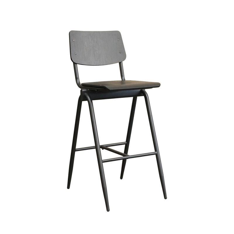 Barkruk Solid 49x58x109 cm Zwart Hout | Zwart Metaal
