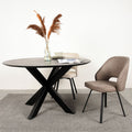 Eetkamerstoel Lewis 52x58x84 cm Taupe Micro Suede | Zwart Metaal