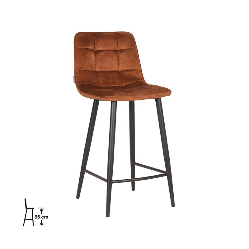 Barkruk Jelt 42x46x92 cm Oker Velours | Zwart Metaal