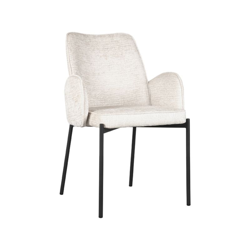 Eetkamerstoel Joni 55x60x86 cm Creme Elegance | Zwart Metaal
