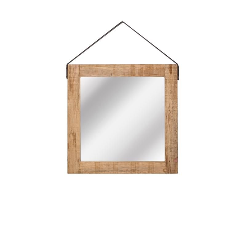 Spiegel 60x2x60 cm| M Naturel Mangohout | Cognac Leder