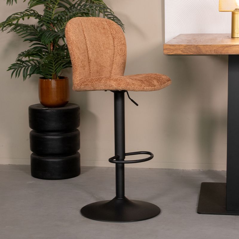 Barkruk Vino 45x53x95 cm Cognac Elite | Zwart Metaal