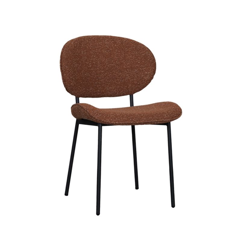 Eetkamerstoel Senn 59x53x85cm Coral Royal Boucle | Zwart Metaal