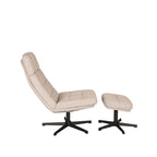 Draaifauteuil Alvar + Hocker 53x57x83 cm Naturel Boucle | Zwart Metaal