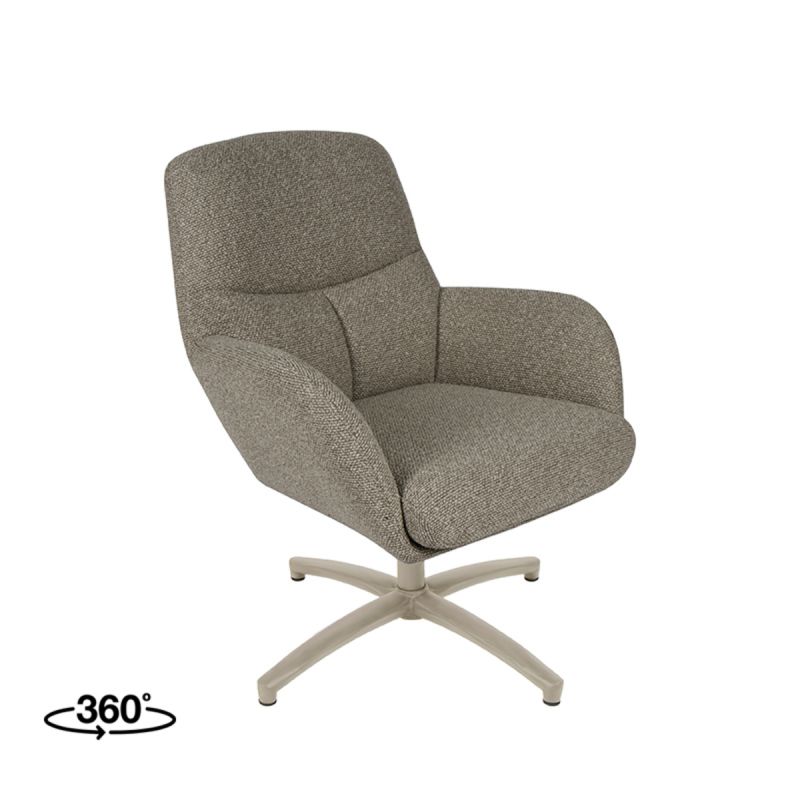 Draaifauteuil Chill Zone 68x73x90 cm Mushroom Royal Boucle | Taupe Metaal