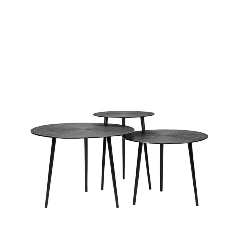 Salontafel Set Nobby 60x60x45 cm Zwart Metaal