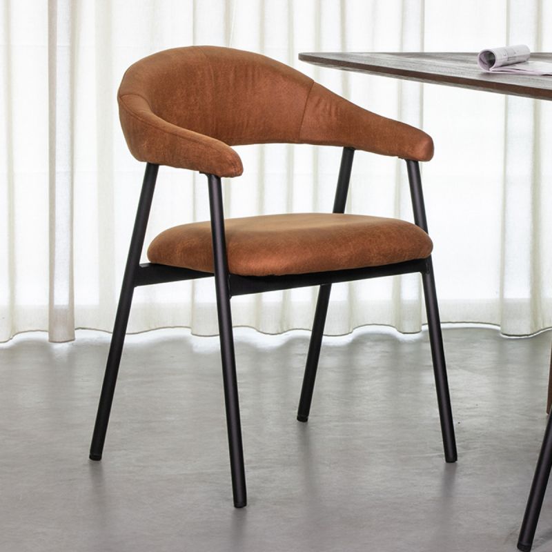 Eetkamerstoel Amaze 54x54x80 cm Cognac Micro Suede | Zwart Metaal