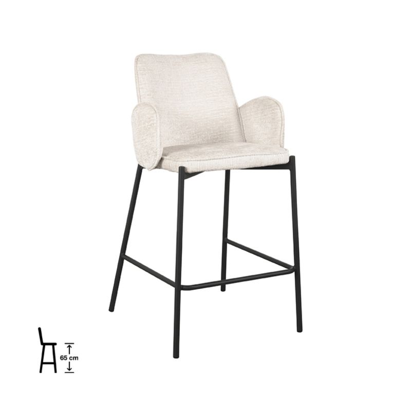 Barkruk Joni 51x53x94 cm Creme Elegance | Zwart Metaal