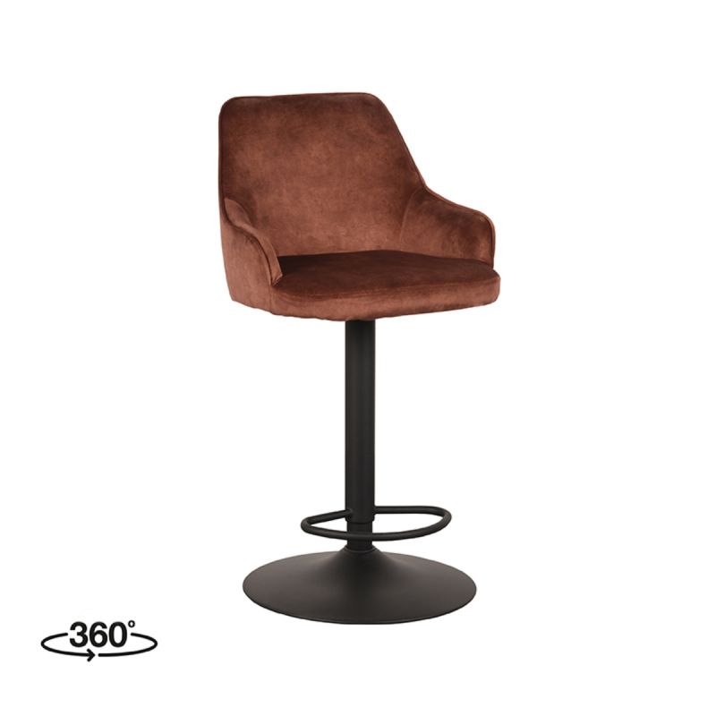 Barkruk Fender 50x52x90-110 cm Rust Velours | Zwart Metaal