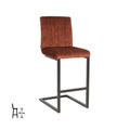 Barkruk Milo 41x53x100 cm Rust Velours | Zwart Metaal