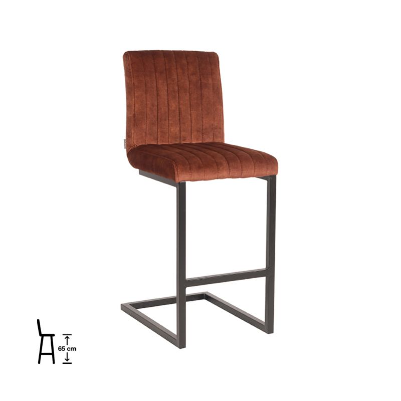 Barkruk Milo 41x53x100 cm Rust Velours | Zwart Metaal