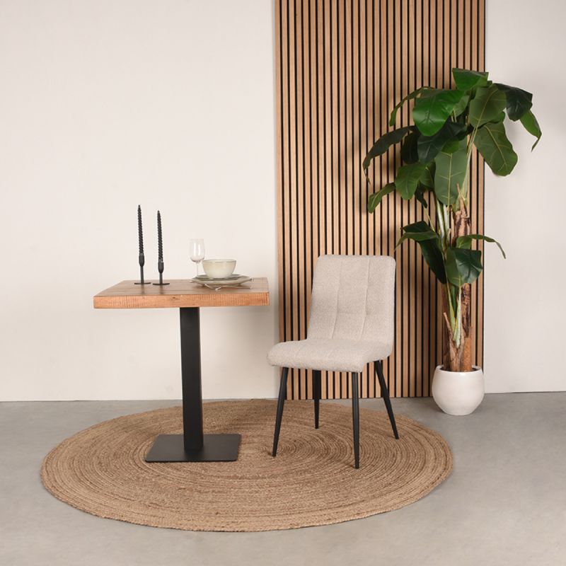 Eetkamerstoel Sam 44x57x86 cm Naturel Boucle | Zwart Metaal