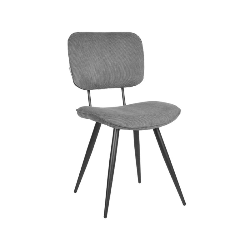 Eetkamerstoel Vic 49x60x87 cm Donkergrijs Ribcord | Zwart Metaal