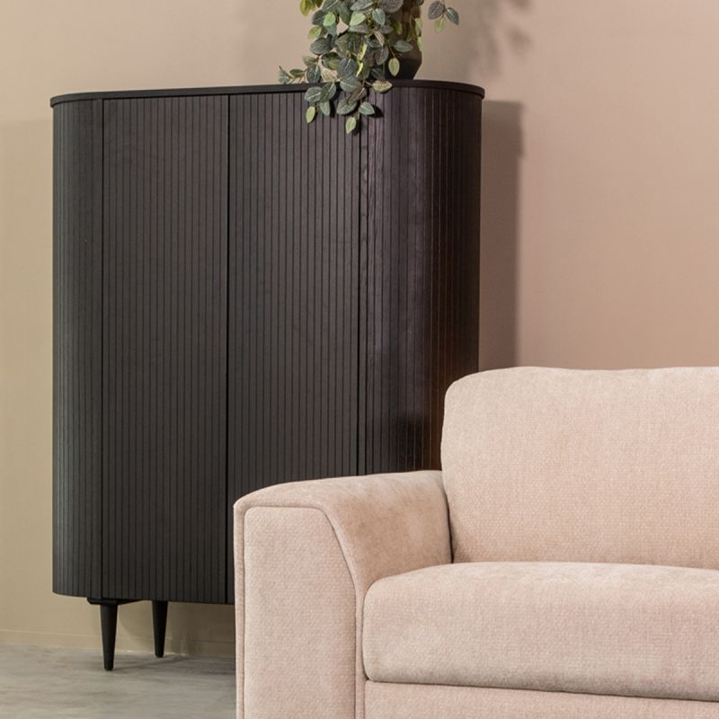 Hoge Kast Oliva 125x47x158 cm Zwart Eiken