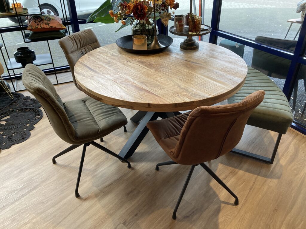 Napels eettafel rond (mango) – naturel