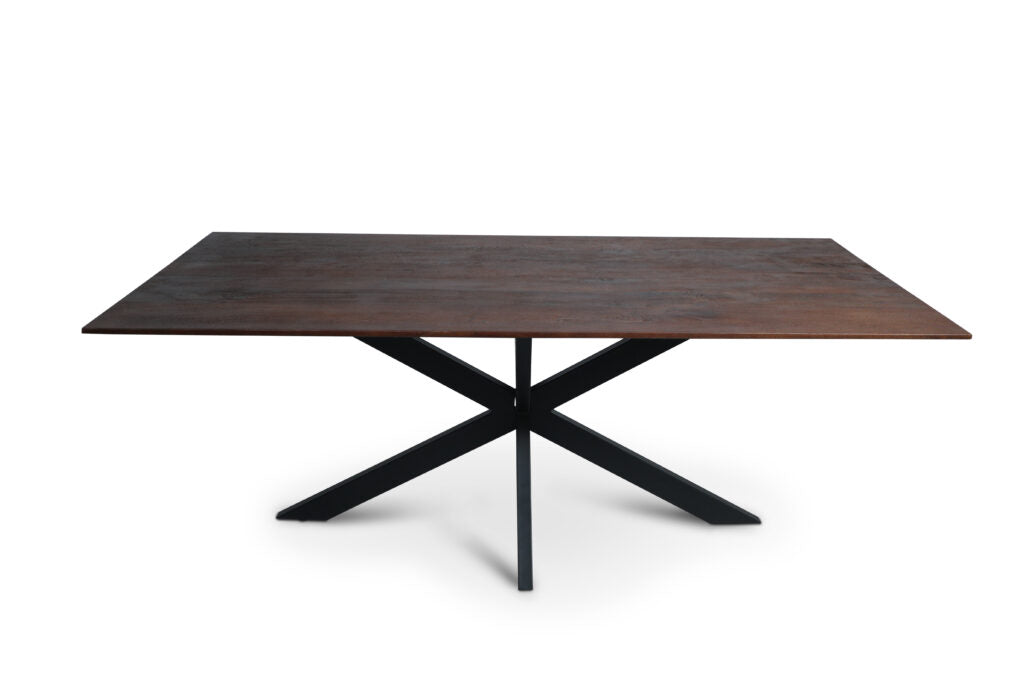 Mango tafels met facetrand – rechthoek bruin sandblasted