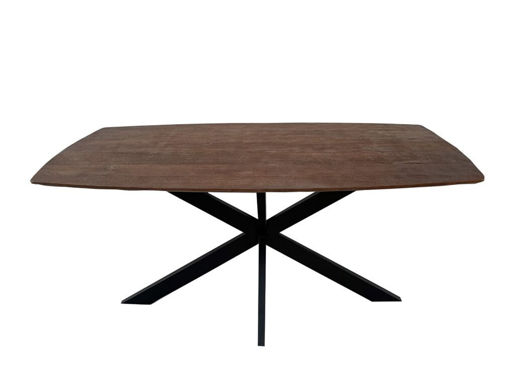 Mango tafels met facetrand – curved bruin sandblasted