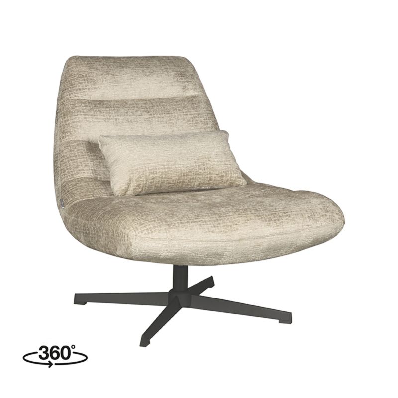 Draaifauteuil Nox 77x62x53 cm Beige Elegance | Zwart Metaal
