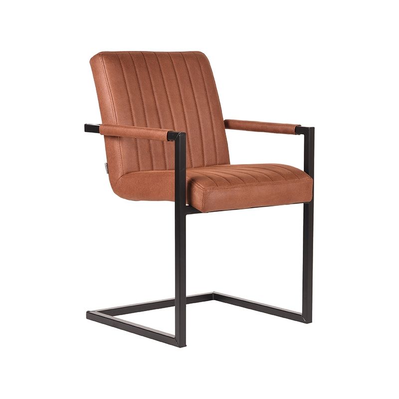 Eetkamerstoel Milo 55x55x85 cm Cognac Microvezel | Zwart Metaal