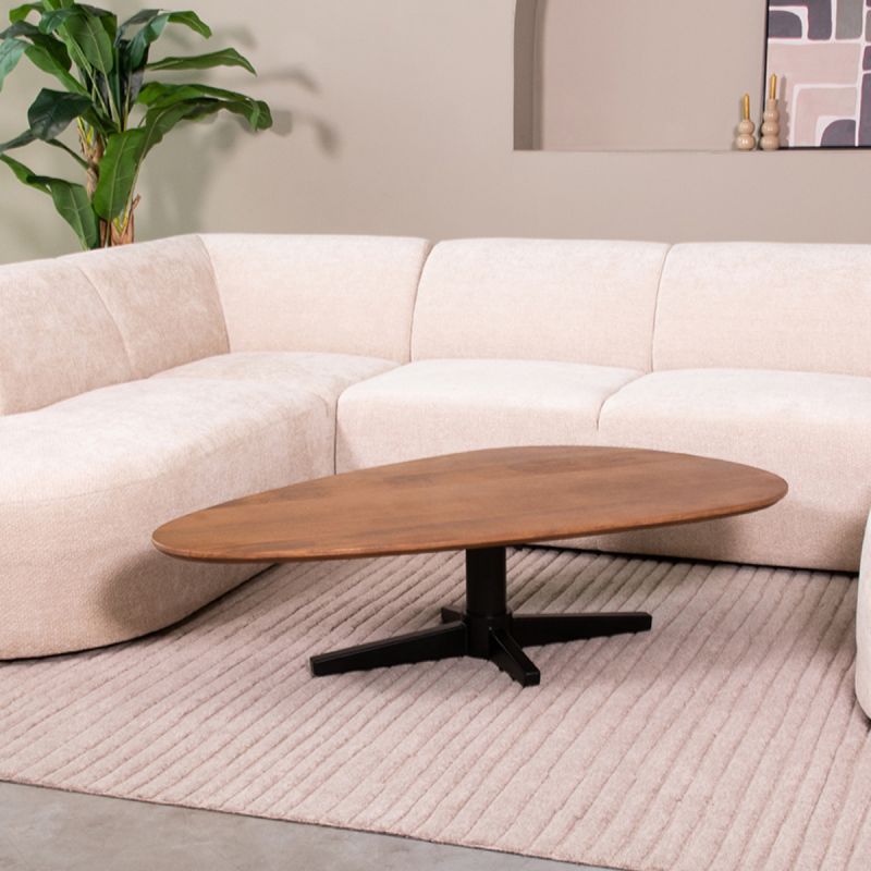 Salontafel Rosie 140x75x36 cm Nature Smooth Mangohout | Zwart Metaal