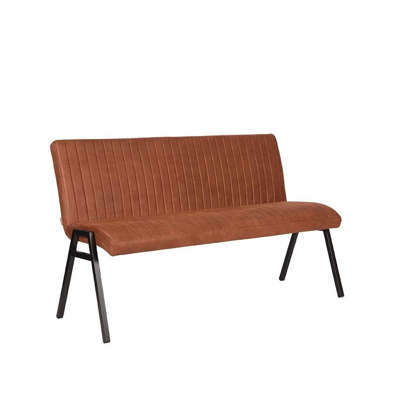 Eetkamerbank Matz 145x62x86 cm Cognac Microvezel | Zwart Metaal