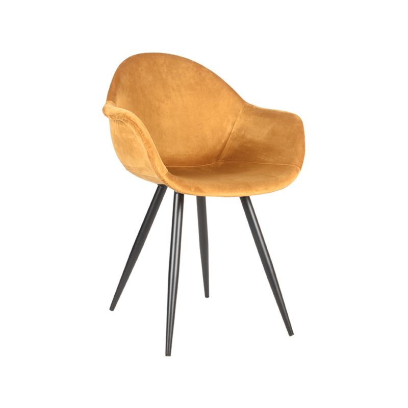 Eetkamerstoel Forli 60x58x83 cm Oker Fluweel | Zwart Metaal