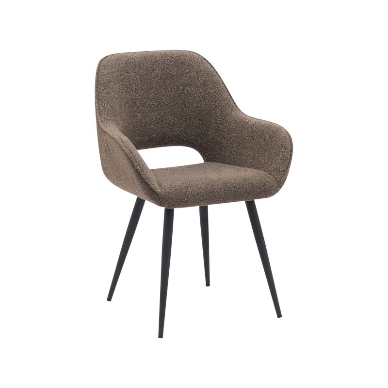 Eetkamerstoel Fer 58x57x87 cm Bruin Boucle | Zwart Metaal