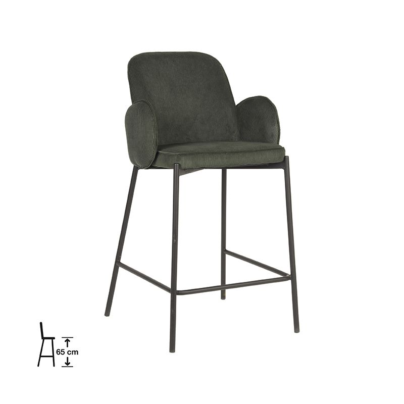 Barkruk Jari 51x53x94 cm Army Ribcord | Zwart Metaal