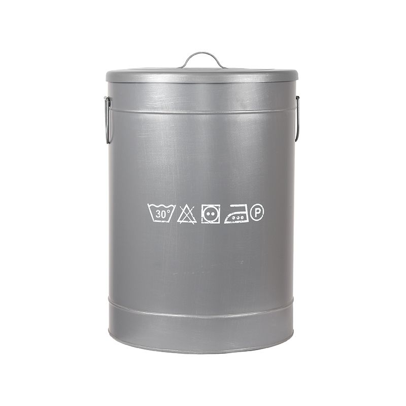 Wasmand 40x40x58 cm | L Antiek Grijs Metaal